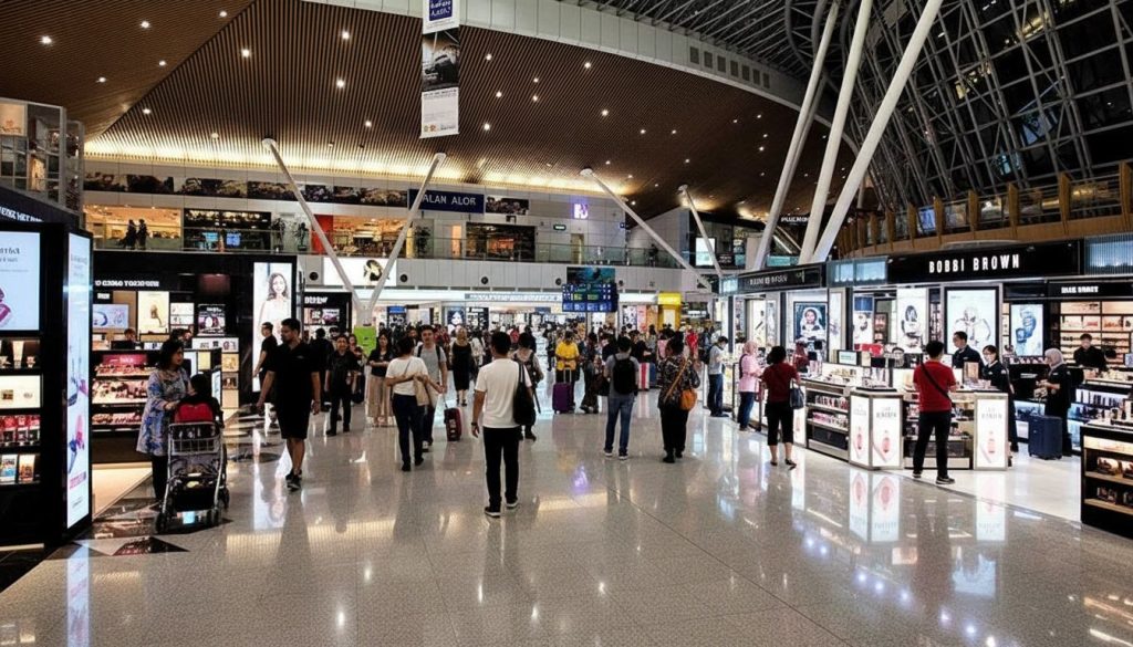Passengers shopping in airport duty free retail area showing consumer spending behaviour